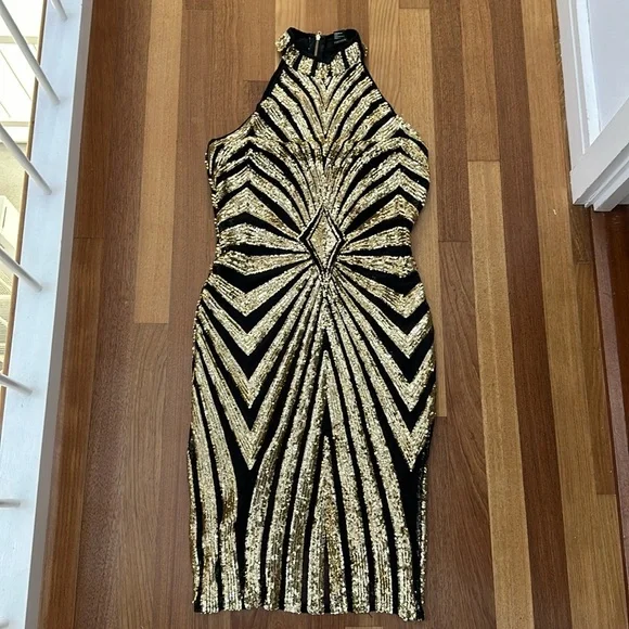 Sequin dress gold and black size medium - Picture 2 of 7
